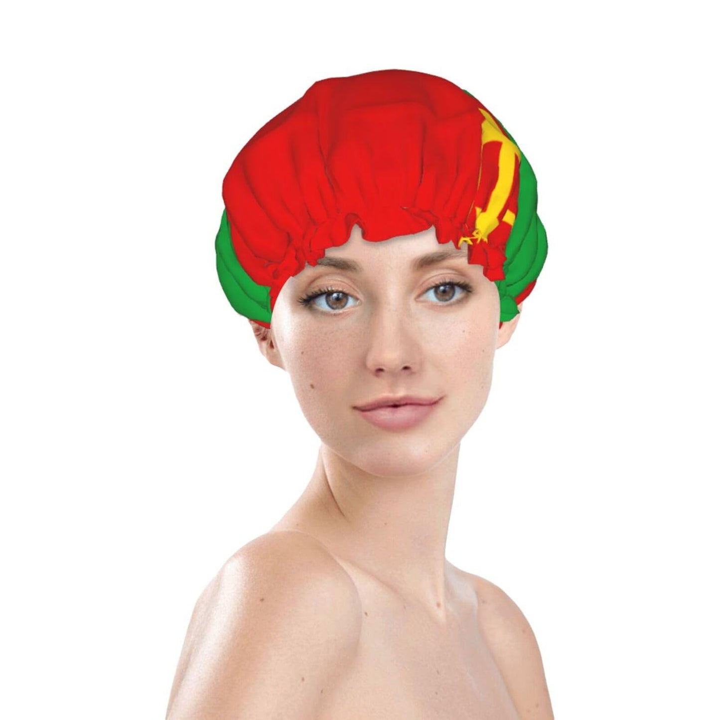 Transnistria Flag Prints Shower Cap Double Layer Lined Waterproof Bathing Shower Hat Beauty and Personal Care Hayyett