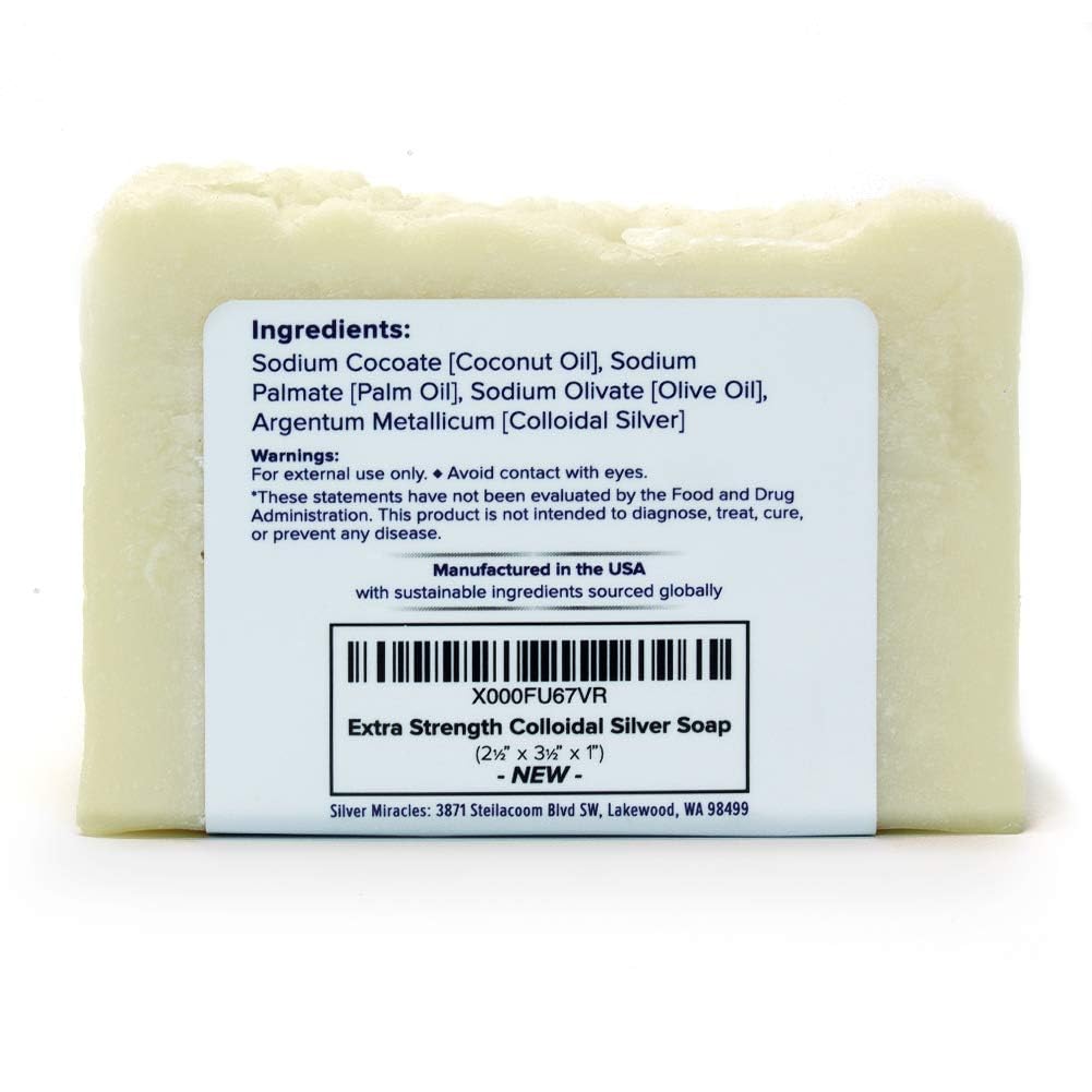 Silver Miracles - Extra Strength Colloidal Silver Soap - All Natural Nano Silver Face and Body Cleanser - Unscented - 6.5 ounces Beauty & Personal Care Silver Miracles