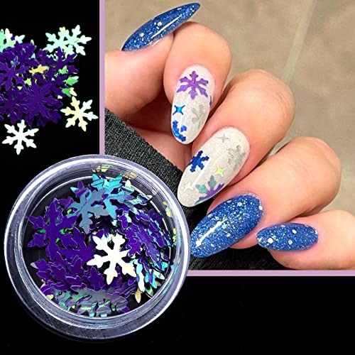 Valuu Christmas Snowflakes Ultrathin Nail Sequins Laser Sparkly Nail Glitter Flake Winter DIY Nail Decals Nail Decoration Beauty & Personal Care Valuu