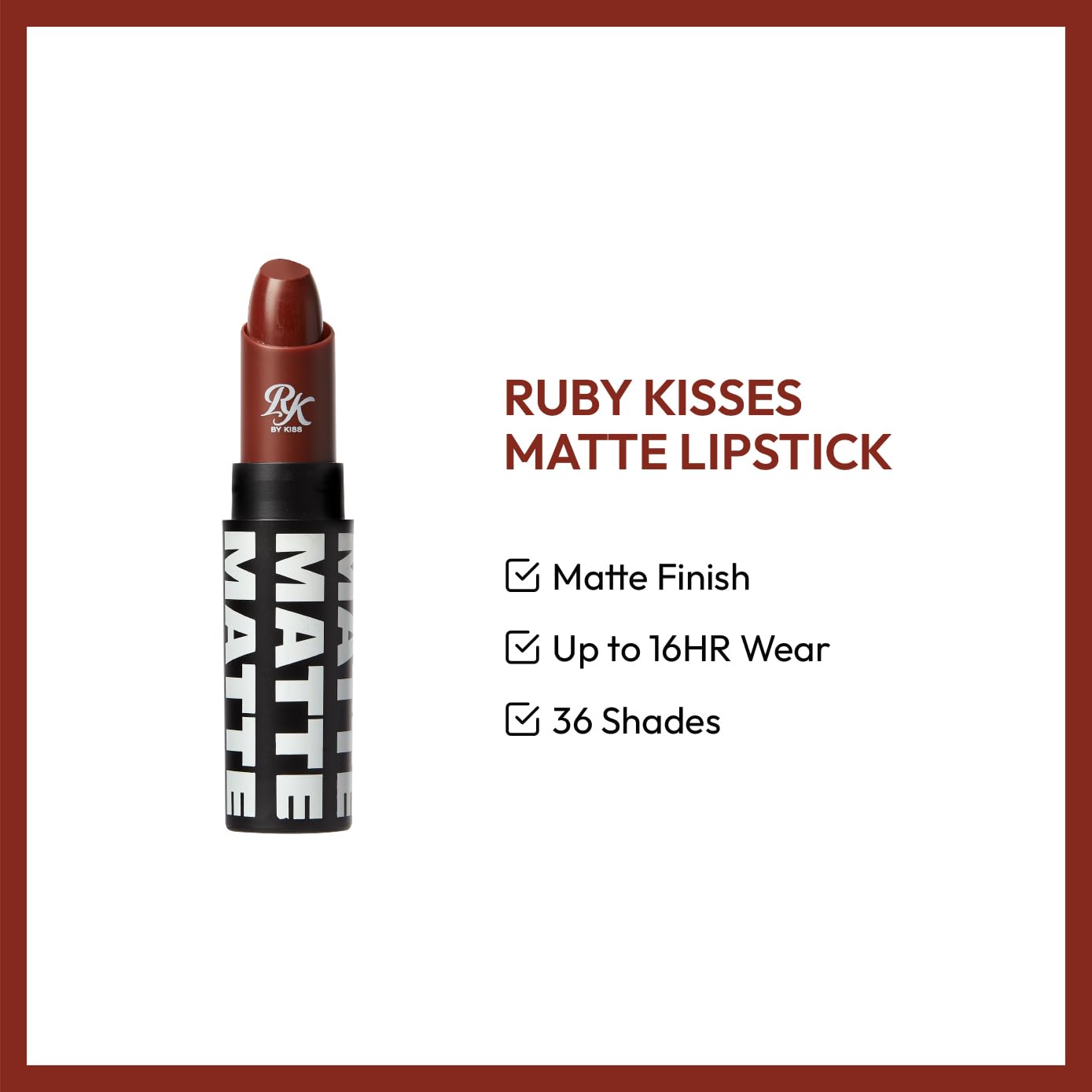 Ruby Kisses Lipstick, Matte Finish, Long-Lasting, Highly Pigmented, Smooth Apply, Full Coverage Lip Color Makeup (Nut-Ella) Beauty & Personal Care Ruby Kisses