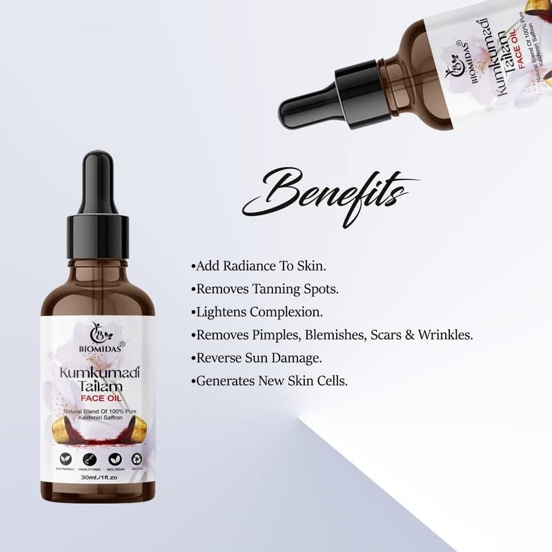 THRU Kumkumadi Tailam, With Pure Kashmiri Saffron For Skin Lightening, Healthy & Glowing Skin 30ML Beauty & Personal Care THRU
