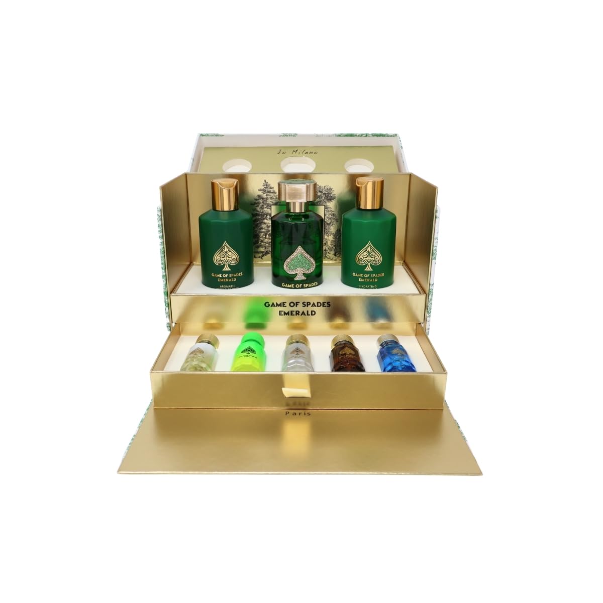 Jo Milano Diamond Edition Paris Game of Spades EMERALD 8PCS GIFT SET spray for Unisex (FRAGRANCE EXPERT'S EXCLUSIVE) Beauty & Personal Care Jo Milano