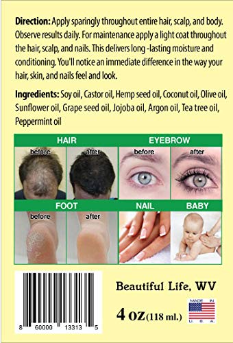 Beautiful Life Black Castor & Hemp Jamaican Black Castor Oil Infused with Hemp Seed Oil 4oz (2ea) Beauty & Personal Care Beautiful Life