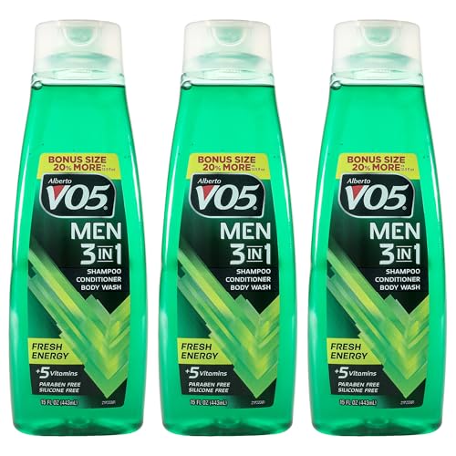 Alberto VO5 3-in-1 Fresh Energy Shampoo Conditioner and Body Wash for Unisex - 15 oz Body Wash - Pack of 3 Beauty & Personal Care VO5