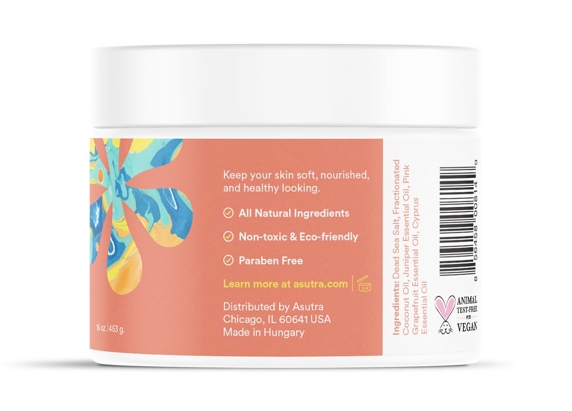 ASUTRA Dead Sea Bath Salts (Skin Rejuvenator), 16 oz - Soak in Rich & Vital Healing Minerals - Pamper & Soften Skin with Grapefruit, Juniper Beauty and Personal Care ASUTRA
