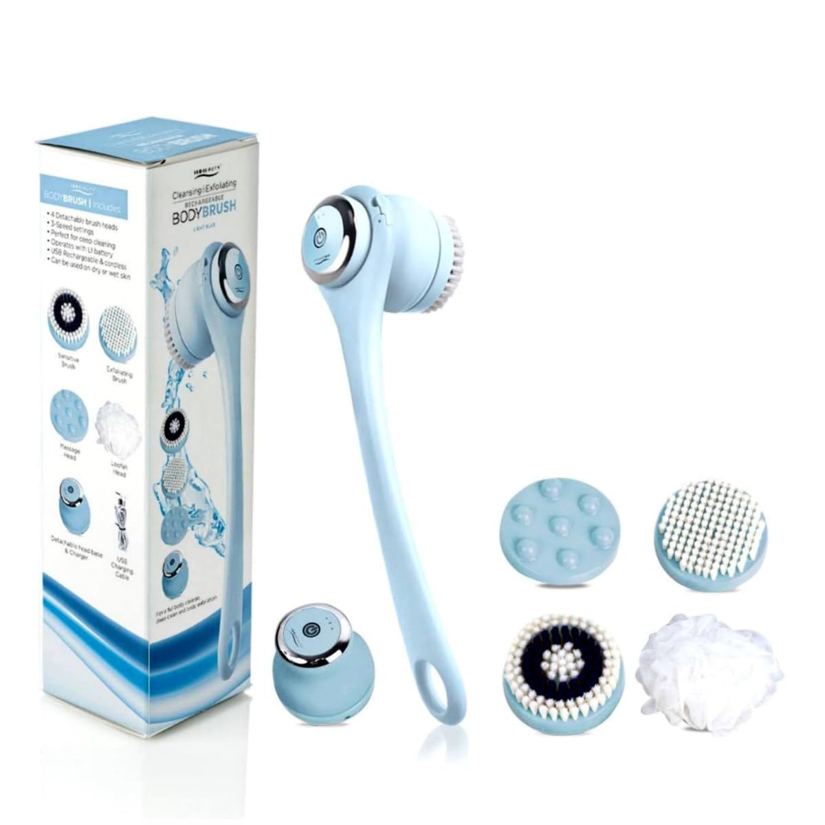ISO Beauty ISOABBBRLBLU-700 Cleansing & Exfoliating Rechargeable All-in-1 Body Brush - Light Blue Beauty and Personal Care ISO Beauty