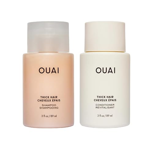 OUAI Thick Hair Shampoo & Conditioner Set, Travel Size - Moisturizing Shampoo & Conditioner - With Keratin, Marshmallow Root, Shea Butter & Avocado Beauty & Personal Care OUAI
