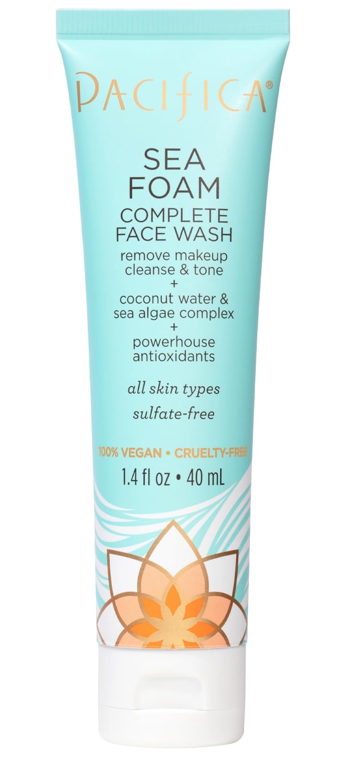 Pacifica Face Wash - Sea Foam Mini Travel Size, Skincare, Daily Gentle Foaming Cleanser, Makeup Remover, Face Cleanser, Skin Care, For Combination Beauty & Personal Care Pacifica
