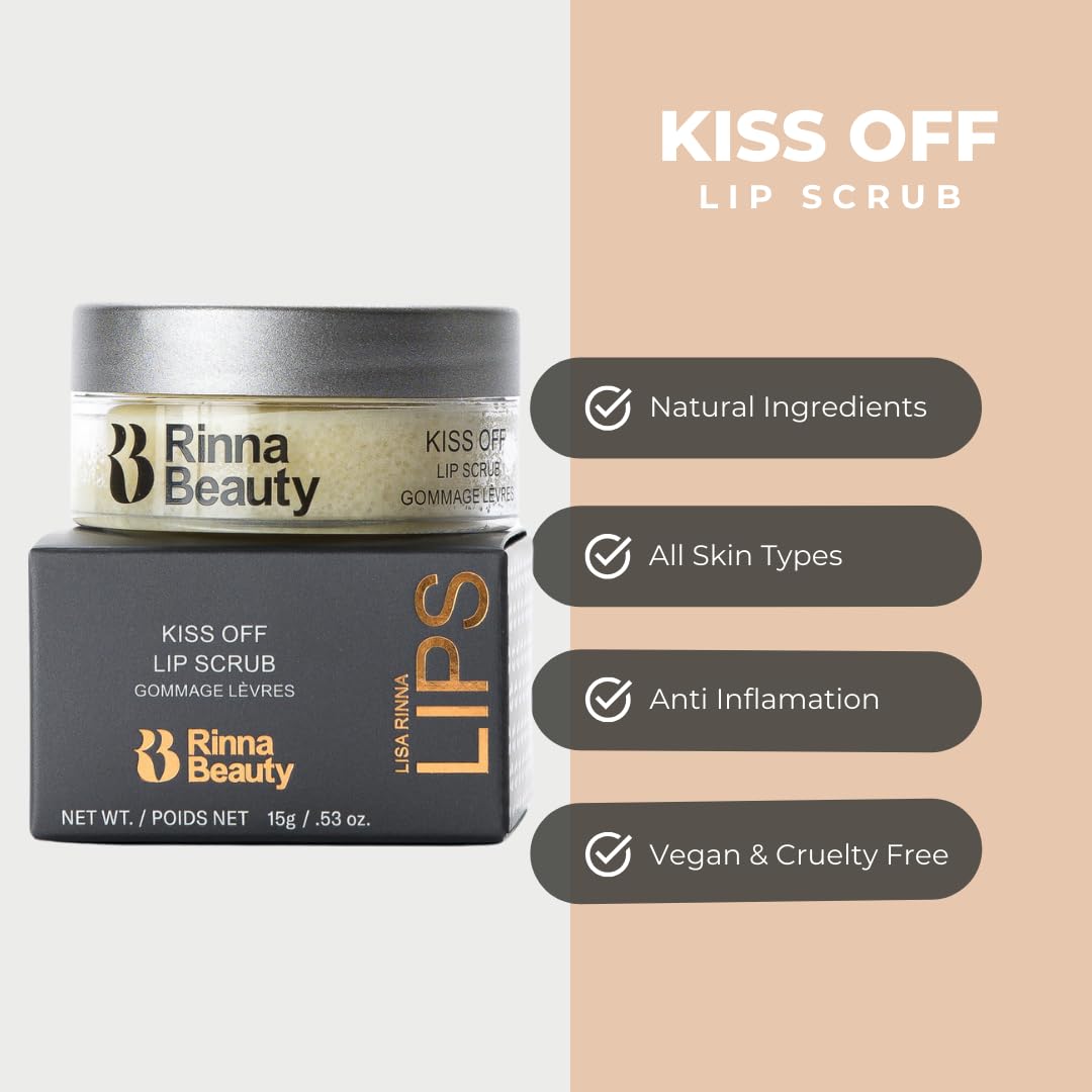 Rinna Beauty Kiss Off Lip Scrub - Lip Exfoliator to Smooth, Nourish & Hydrate with Coconut Oil, Carrot Seed Oil, Cocoa Butter, Shea Butter & Natural Beauty and Personal Care Rinna Beauty