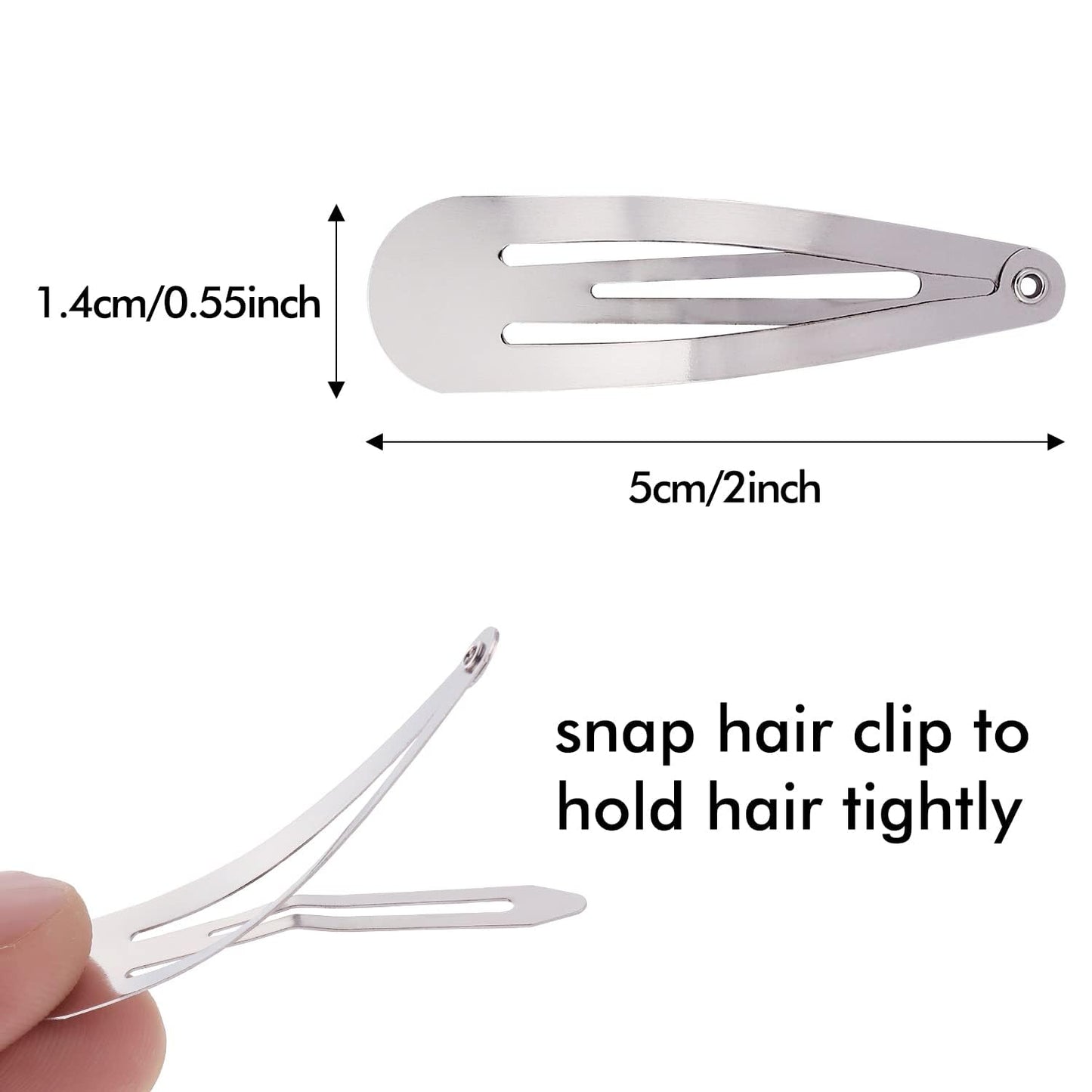 Lawie 100 Pack 2" Snap Hair Clips - Silver Metal Barrettes, 5cm Small Hairpins, Thin Barrettes for Gray Hair, DIY Crafts, Accessories for Women Beauty & Personal Care Lawie