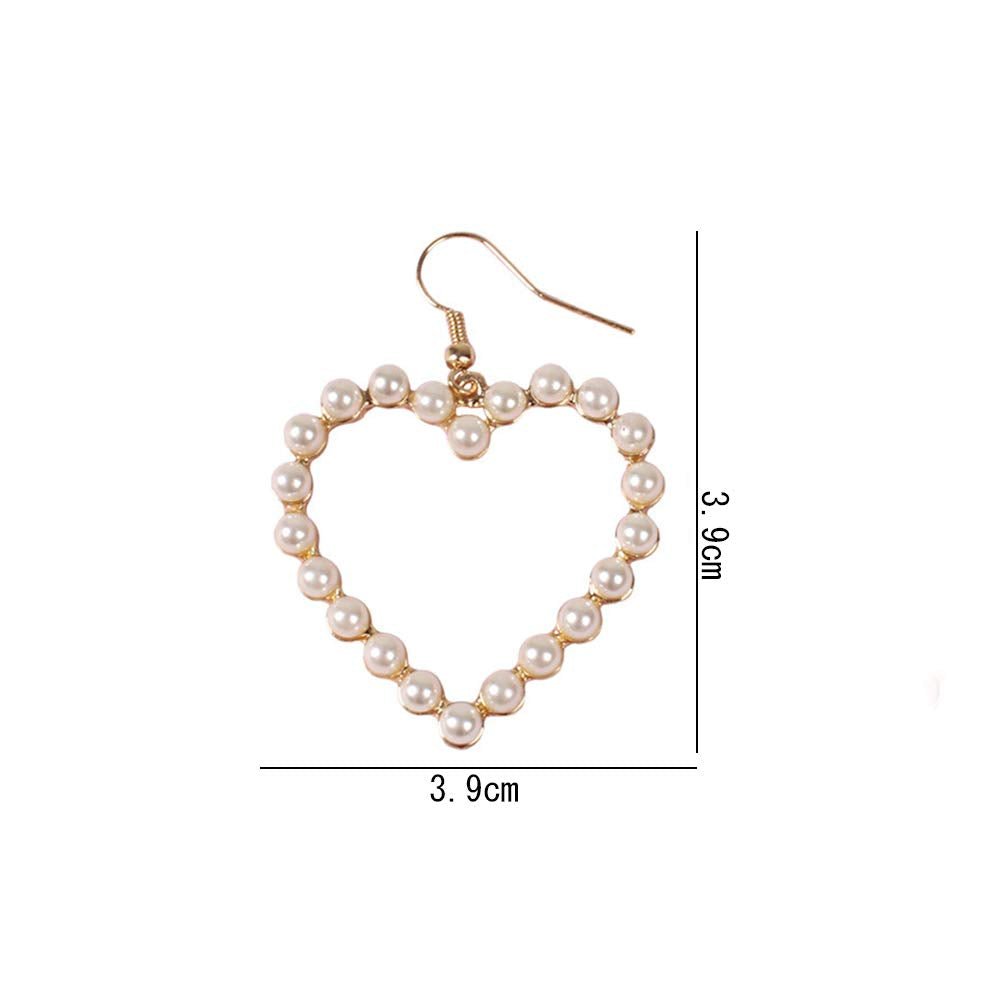 DoubleNine Wedding Bridal Earrings Clips No Piercing Heart Hoop Cute Beads Gold Minimal Love Sweet Jewelry for Women Girls Beauty & Personal Care Doubnine