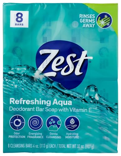 Zest 8-Bar Bath Size Soap, Aqua, 4 Ounce per bar, 8 bars, 32 Ounce Beauty & Personal Care Zest