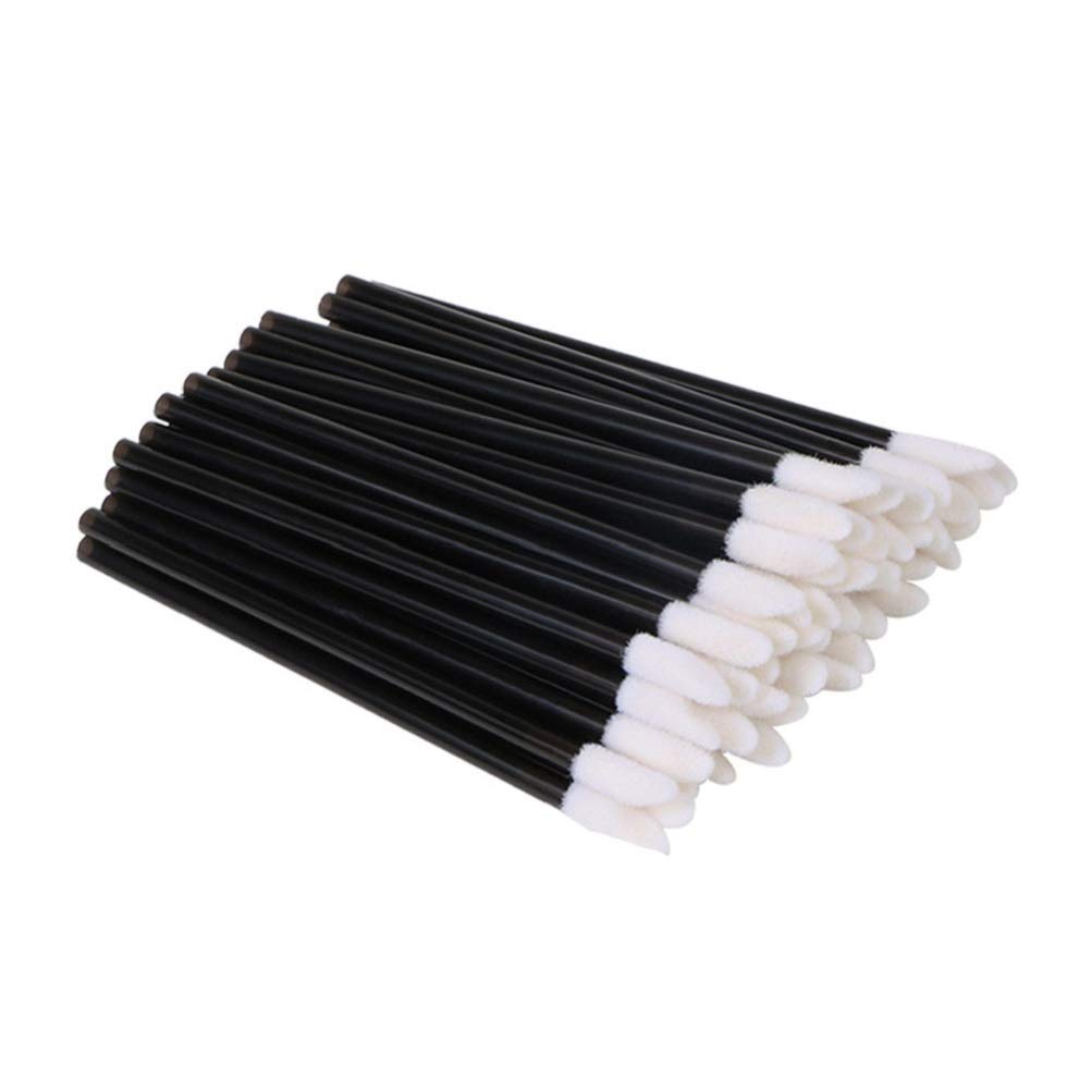 EVERMARKET(TM) 50 Pieces Disposable Lip Brushes Lipstick Gloss Wands Applicator Makeup Tool Kits, Black Beauty & Personal Care EVERMARKET