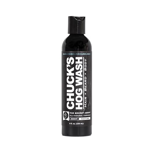 Chuck's Hog Wash - All Natural Beard and Body Wash - The Secret Agent Scent, 8oz - Leaves Your Beard Softer than its Ever Been and is Suitable Beauty & Personal Care Badass Beard Care