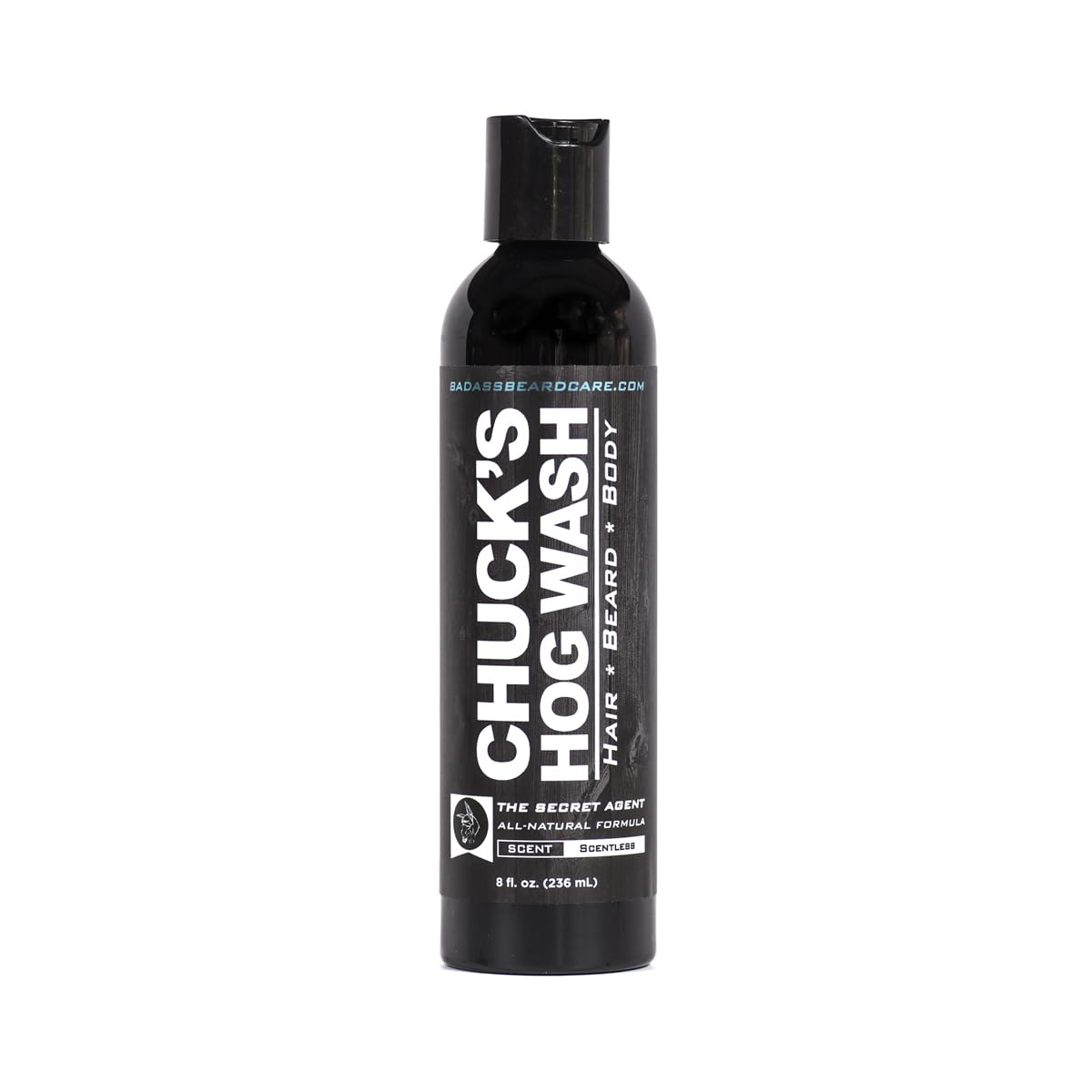Chuck's Hog Wash - All Natural Beard and Body Wash - The Secret Agent Scent, 8oz - Leaves Your Beard Softer than its Ever Been and is Suitable Beauty & Personal Care Badass Beard Care
