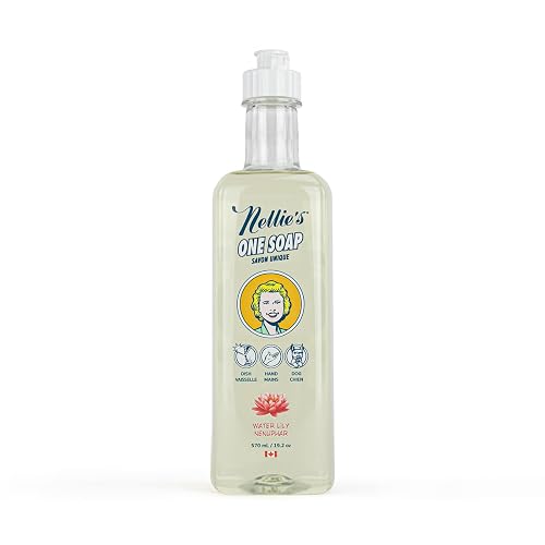 Nellie's One Soap - Water Lily Scent - Gentle Multi-Purpose Cleaner for Dishes, Surfaces & Hands - Plant-Based, Soft on Skin - Made in Canada Beauty & Personal Care Nellie's
