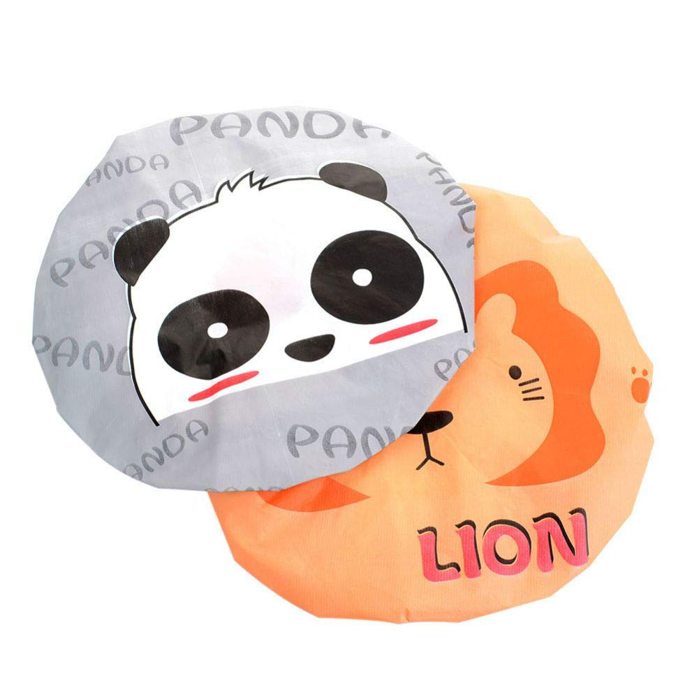 Aysekone 5 Pieces Cartoon Animals Waterproof Elastic PEVA Shower Caps Bath Caps Bathing Bathroom Hats Bathroom Accessories for Women and Girls Beauty & Personal Care Aysekone