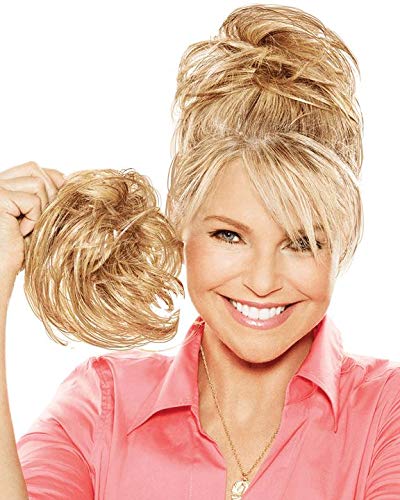 Hair2wear Natural Tone Hair Wrap HT2 Black (3 Pack) - 6" Overall Length Women Scrunchie Christie Brinkley Synthetic Straight Curly Piece Band Fun Bun