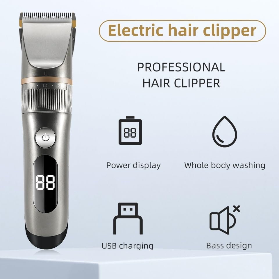 GLESVOWIO Mens Hair Clippers Electric Clipper Trimmer for Men Rechargeable Shaver Beard Barber Cutting Machine for Cut(Gray) Beauty and Personal Care GLESVOWIO