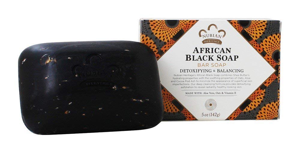 Nubian African Black Soap Bar, 5 Ounce (Pack of 5) Beauty & Personal Care Nubian Heritage