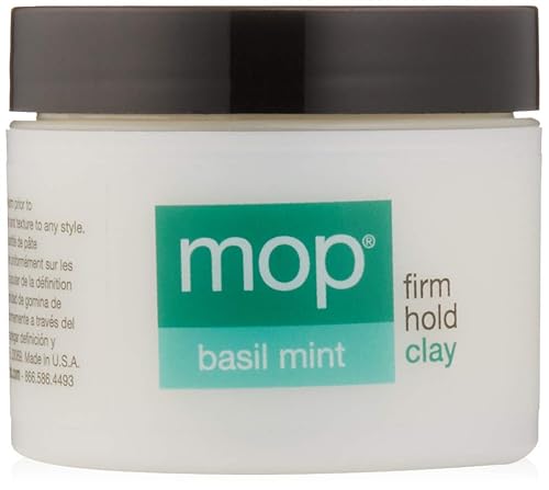 MOP Basil Mint Firm Hold Clay, 2 Oz., Long Lasting Hold, Definition, Textured Matte Finish For All Hair Types Beauty & Personal Care MOP
