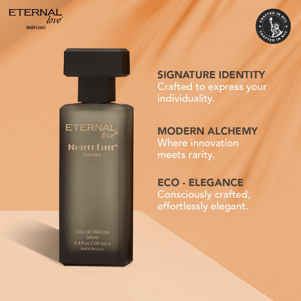 Eternal Love Nighttime for Men - Long Lasting Eau de Parfum Spray - Clean Masculine Fragrance with Rose & Jasmine - Warm Sophisticated Scent - 3.4oz Beauty & Personal Care Eternal Love