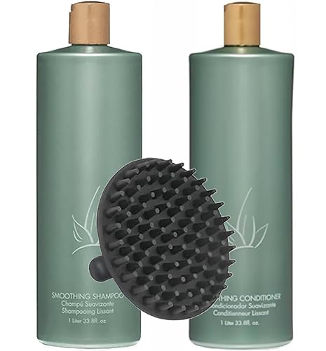 Agave Smoothing Shampoo & Conditioner 1 Liter Duo Set + M Hair Designs Scalp Brush - Frizz Control, Hydrating Hair Care for Soft, Smooth, Shiny Hair Beauty & Personal Care M Hair Designs