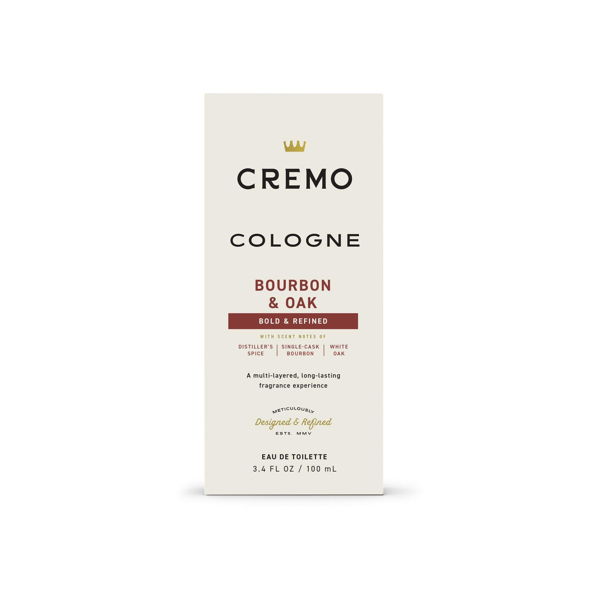 Cremo Cologne For Men - Bourbon & Oak Mens Cologne Spray, A Sophisticated Blend of Distiller’s Spice, Fine Bourbon and White Oak, Multi-Layered Beauty & Personal Care Cremo