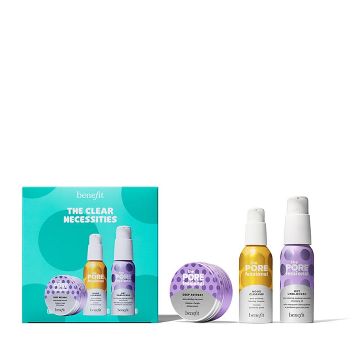 The Clear Necessities Cleansing oil, foaming cleanser, and clay mask value set. Beauty & Personal Care Benefit