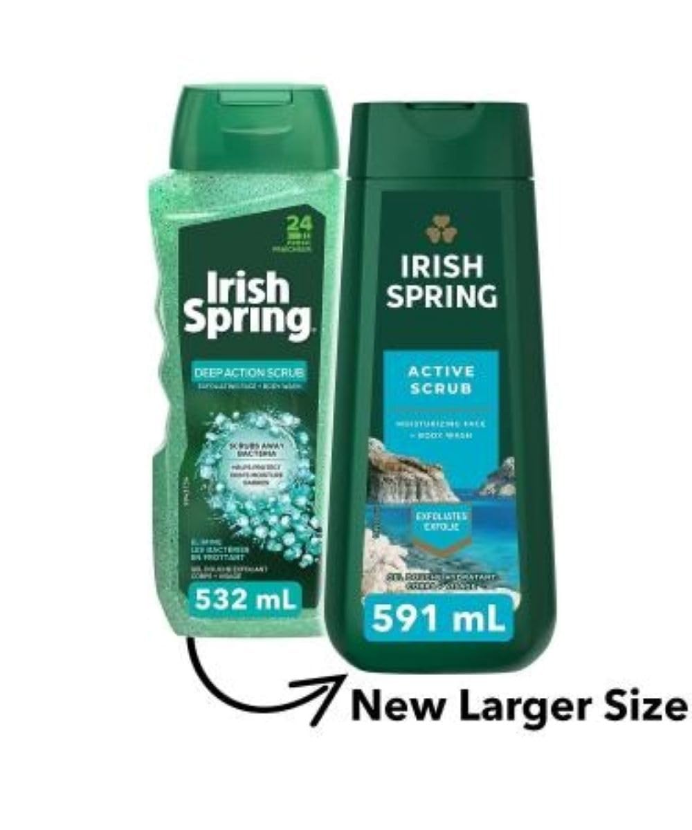 Irish Spring Body Wash Active Scrub Moisturizing Face Exfoliating Gel 20 Fl Oz (Pack of 2) Beauty & Personal Care Irish Spring
