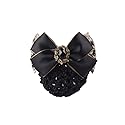 1PCS Lace Ribbon Bowknot Rhinestone Snood Net Elastic Hair Clip Barrette Bun Cover Black Beauty & Personal Care Elandy