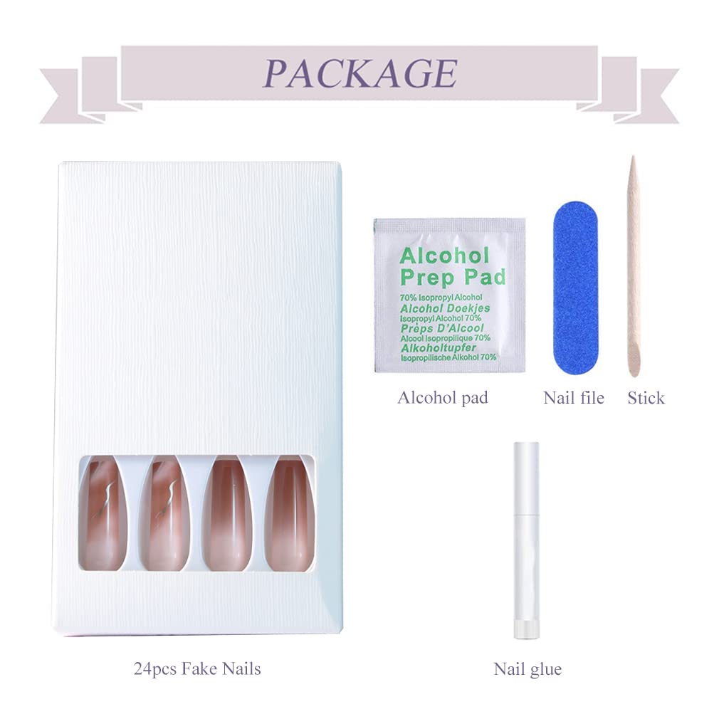 BABALAL Square Press on Nails - Long, Brown Acrylic, Ombre, Glossy Artificial Nails - Squoval Shape, for Women and Girls Beauty & Personal Care BABALAL
