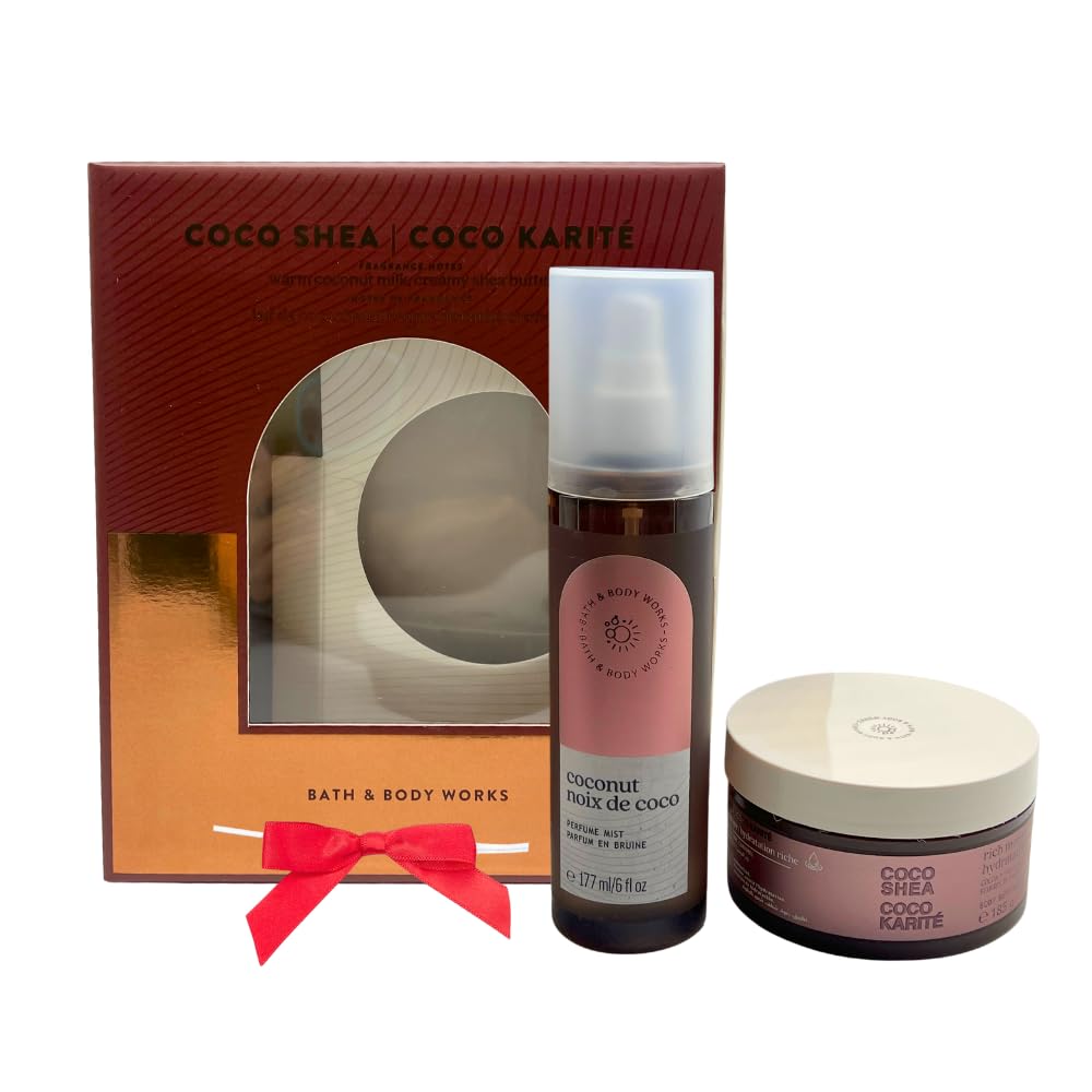 Bath & Body Works COCO SHEA COCO KARITÉ Fragrance Mist & Body Butter 2-piece Gift Set with a Red Bow for Holidays - Limited Edition Beauty and Personal Care Bath & Body Works
