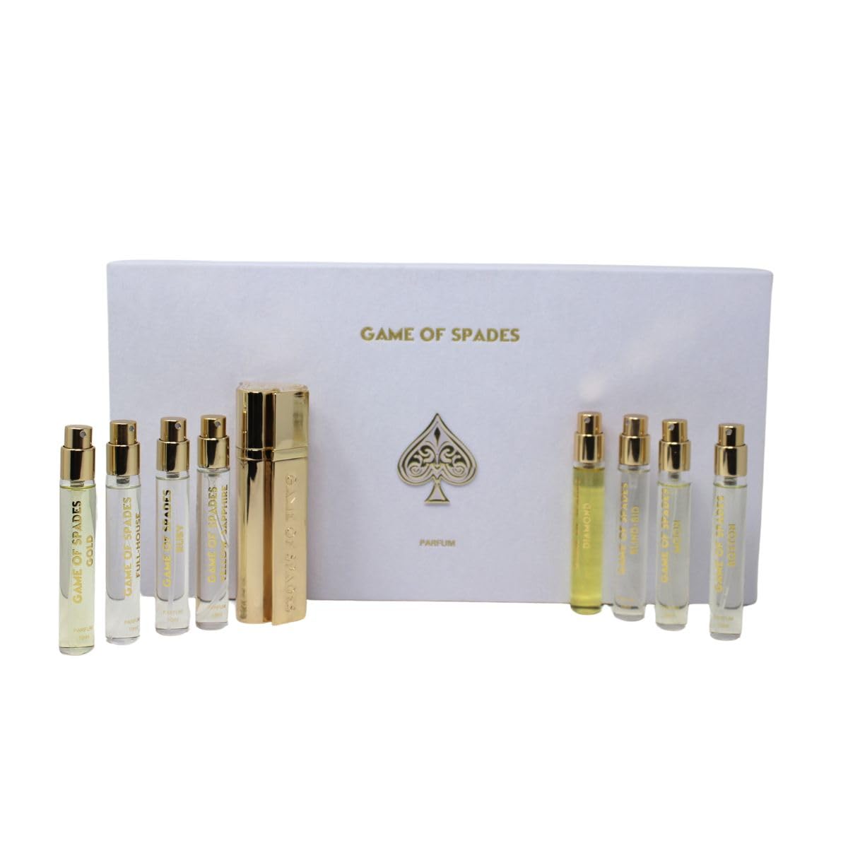 JO Milano Game of Spades 9-Piece Mini Parfum Set for Men & Women - Includes Boston, Moon, Blind Bid, Full House, Diamond, Gold, Ruby, Yellow Sapphire Beauty & Personal Care Jo Milano