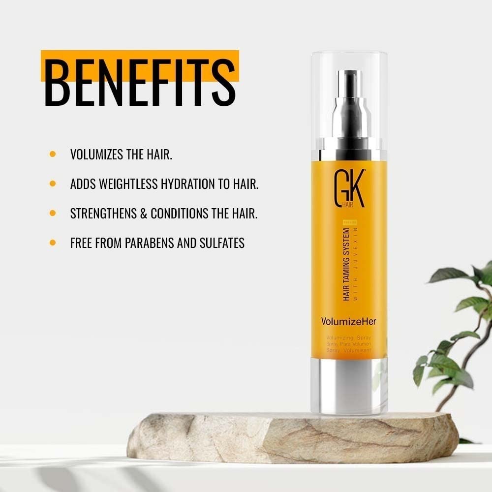 GK HAIR Global Keratin VolumizeHer (3.4 Fl Oz/100ml) Hair Spray, Anti-Frizz Hair Straightener, Heat Protectant Spray For Volume, Texture & Hold Beauty & Personal Care GK HAIR