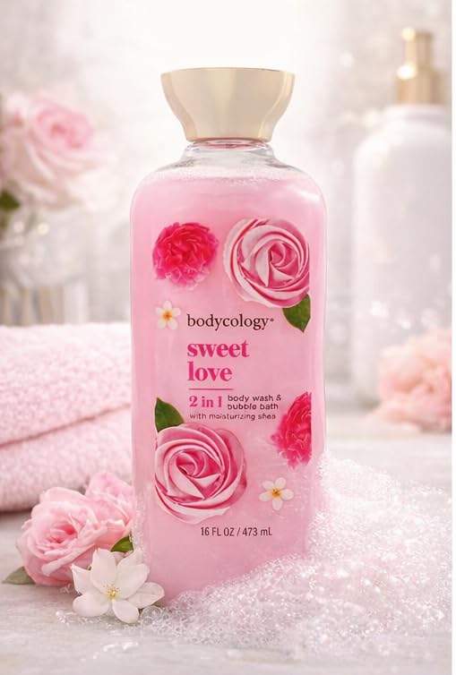 2 in 1 Body Wash and Bubble Bath - Sweet Love by Bodycology for Women - 16 oz Body Wash Beauty & Personal Care Bodycology