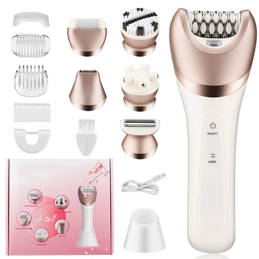 Epilator Hair Removal for Women, 6-in-1 Cordless & Rechargeable Lady Electric Shaver, Waterproof Hair Trimmer Device Wet and Dry Bikini Trimmer Beauty and Personal Care QDKVTNDJZ