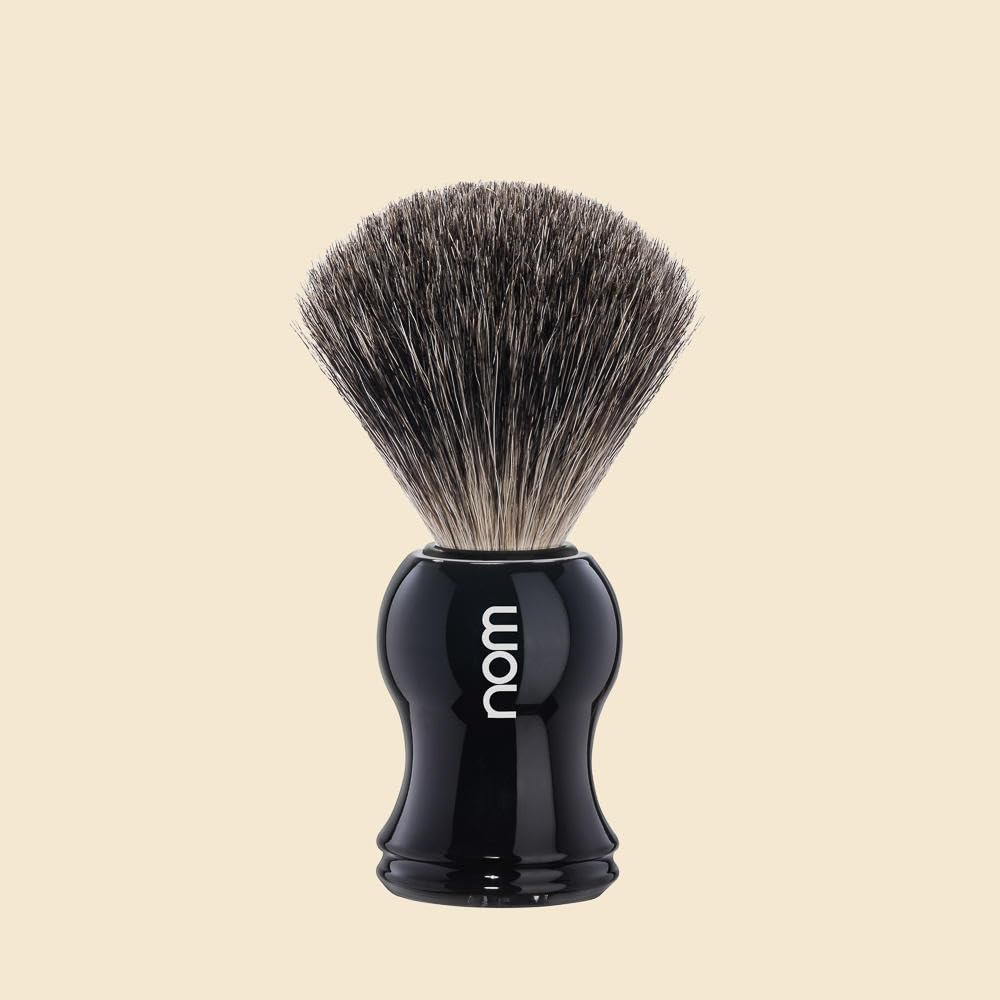 MHLE NOM Gustav Shaving Brush - Pure Badger Shave Brush for Shaving Soaps and Creams - Exfoliating Shaving Brush - Black Handle Beauty and Personal Care MÜHLE