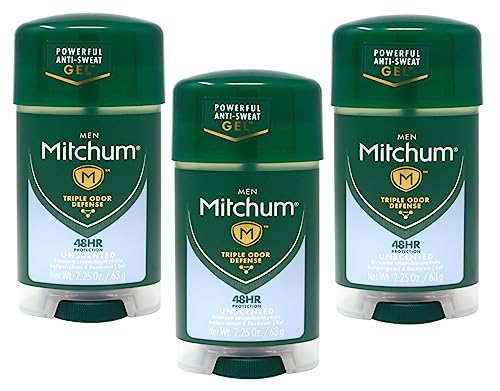 Mitchum Clear Gel Anti-Perspirant & Deodorant, Unscented for Men, 2.25 Oz (3 Pack) Beauty and Personal Care Mitchum