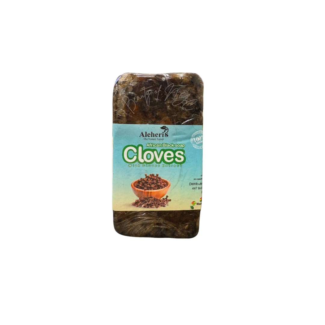 Aleheri's African Black Soap with Renewing Cloves -8 oz All Natural Organic Face & Body Wash for Dullness, Dark Spots & Rough Texture Beauty & Personal Care ALEHERI'S THE NATURE SECRET.