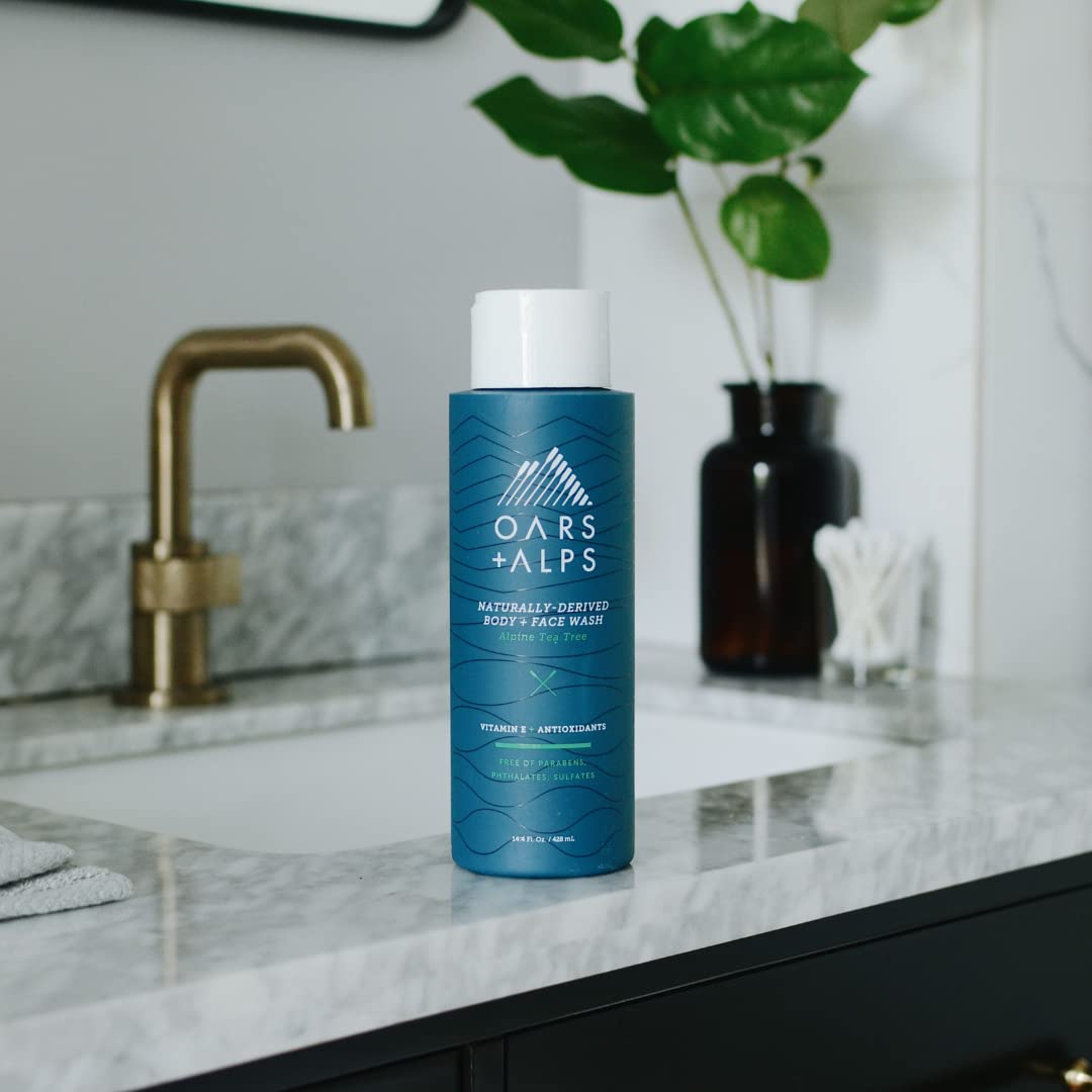 Oars + Alps Men's Sulfate Free Hair Shampoo, Conditioner, and Body Wash Kit, Moisturizing Skin Care Infused with Witch Hazel and Tea Tree Oil, Alpine Beauty & Personal Care Oars + Alps