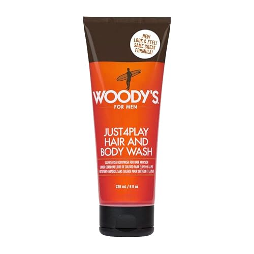 Woody's Just4Play Hair and Body Wash for Men - Sulfate-Free, Deep Cleansing, Hydrating, Fresh Scent, All-in-One Shower Gel, 8 fl oz Beauty & Personal Care Woody's