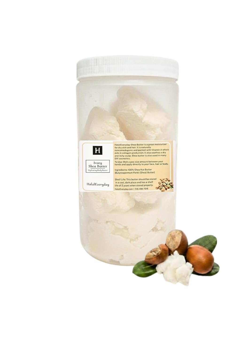 HalalEveryDay 28 oz Ivory Shea Butter- 100% Pure All Natural- Unrefined Organic Raw from Ghana- Raw African Shea Butter, Perfect for Skin, Face, Body Beauty & Personal Care HalalEveryDay