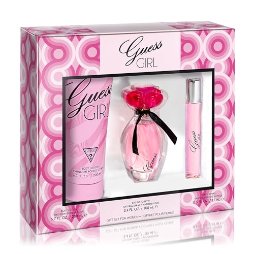 Guess Girl Eau de Toilette 3 Piece Gift Set - Perfume Spray 3.4 Fl. Oz., Travel Spray 0.5 Fl. Oz., & Body Lotion 6.7 Fl. Oz. Beauty & Personal Care GUESS