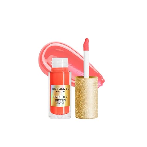 Absolute New York Freshly Bitten Gloss, Non Sticky, Weightless Lip Gloss with Jojoba Oil (Fantasy Sheer Coral, .8 Oz) Beauty & Personal Care Absolute New York