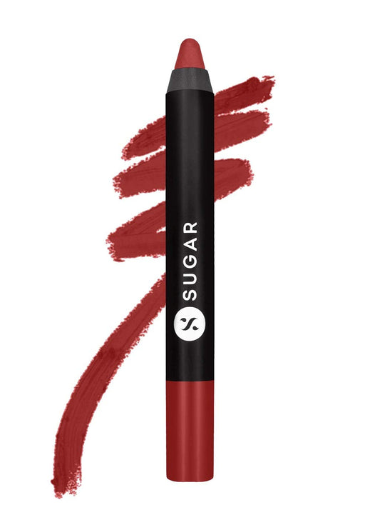 SUGAR Cosmetics Matte as Hell Crayon Lipsticks for Women Lasts Up To 8+ Hours Lip Crayon with Sharpener 2.8gm - 1 count (Pack of 1) 08 Jackie Brown Beauty & Personal Care SUGAR Cosmetics