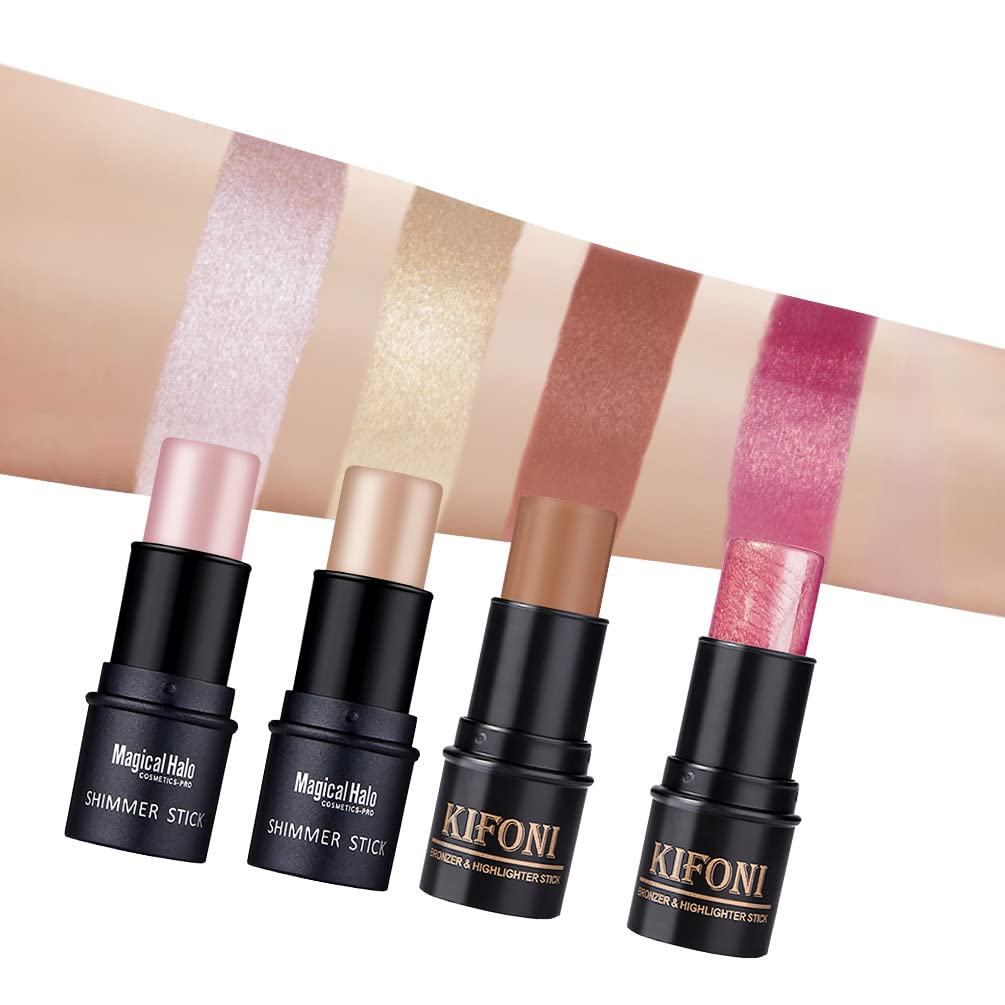 SUMEITANG 4PCS Contour Stick - Highlighter And Cream Blush Stick 4 Colors Kit - Moisturizer, Face Brightens & Shades Pencil, Facial Shaping Makeup Beauty & Personal Care SUMEITANG