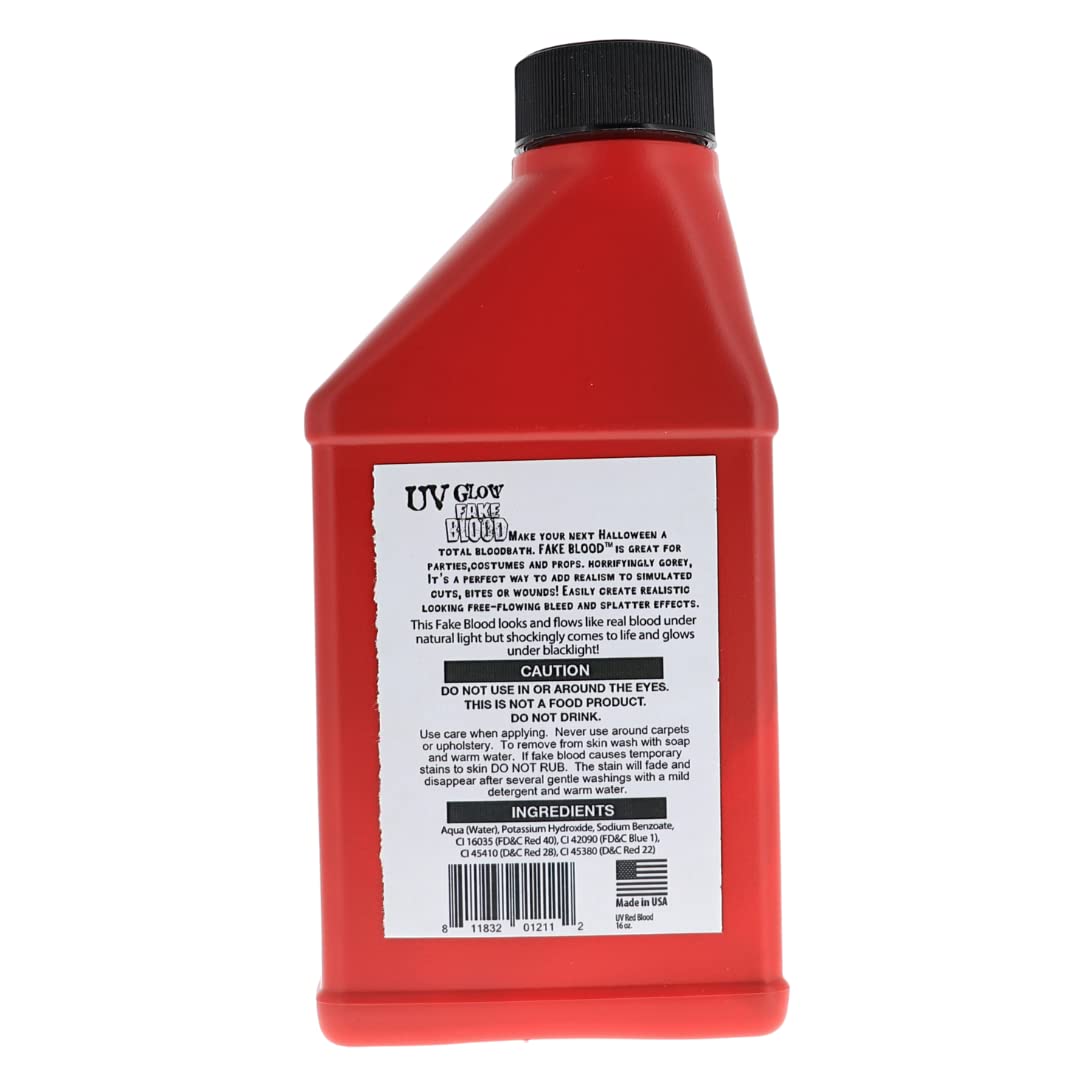 UV GLOW Fake Blood 16 Oz - GLOWS Under Blacklight SHAKE WELL Beauty & Personal Care LLF