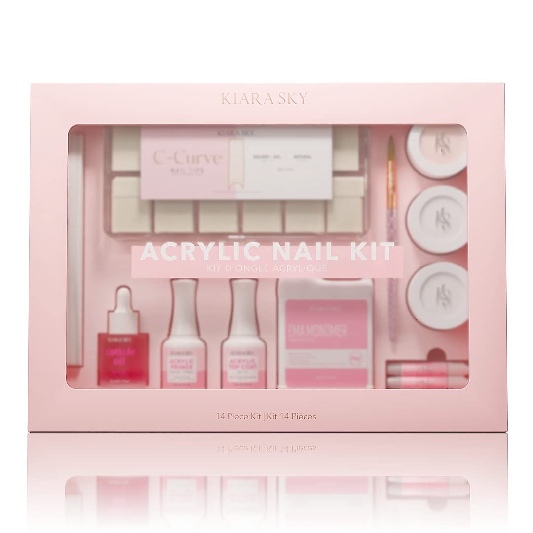 Kiara Sky 14 Piece Acrylic Nail Starter Kit (Includes EMA Monomer, Top Coat, Primer) Beauty & Personal Care KIARA SKY