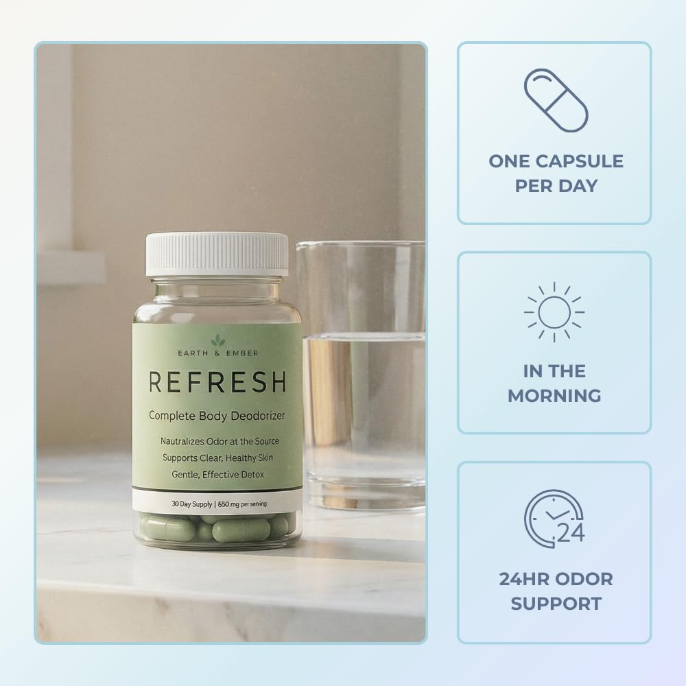 REFRESH - Internal Deodorant Supplement for Odor Control, Skin Health & Confidence Boost Beauty and Personal Care Earth & Ember